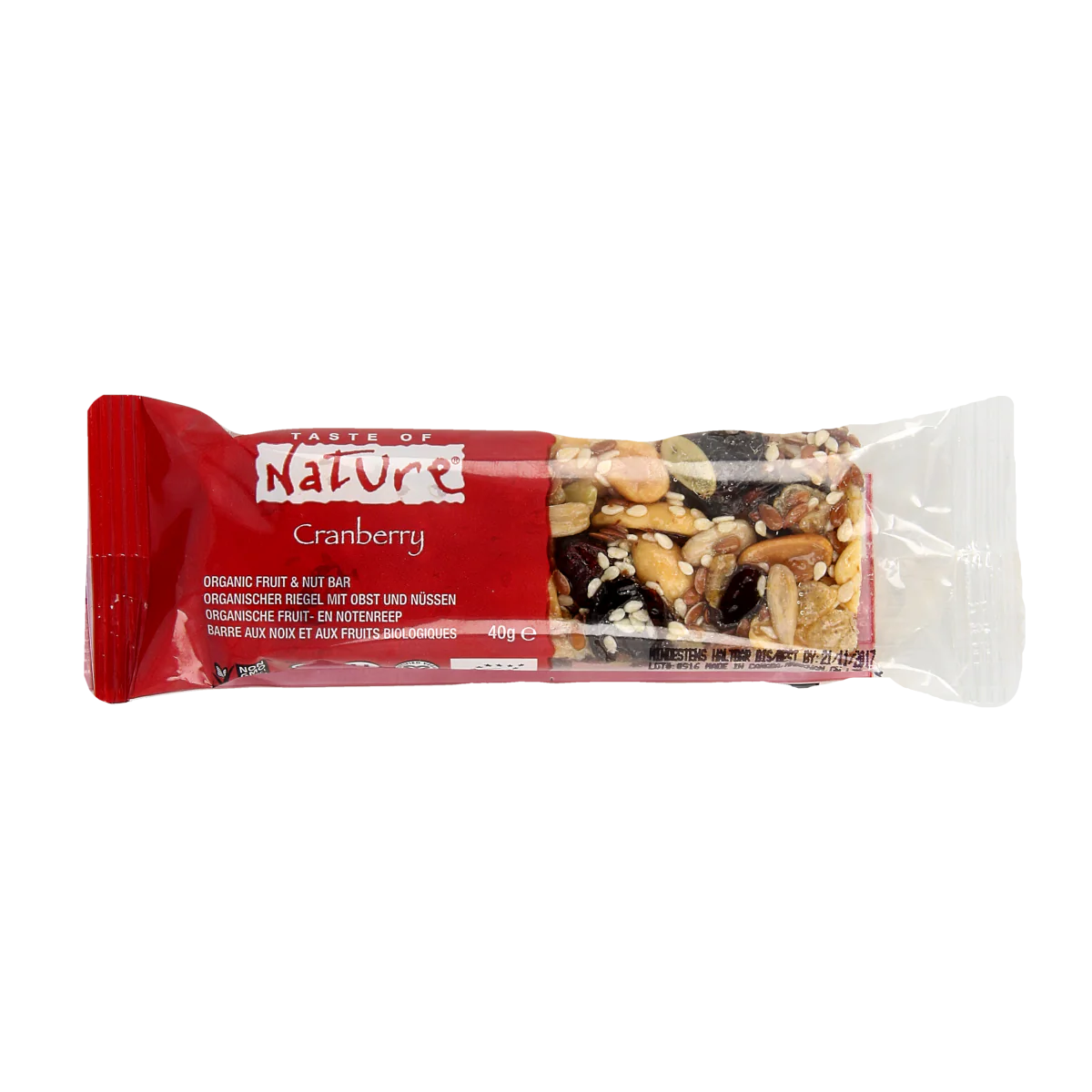 Taste Of Nature Cranberry granenreep  bio 40.00 Gram