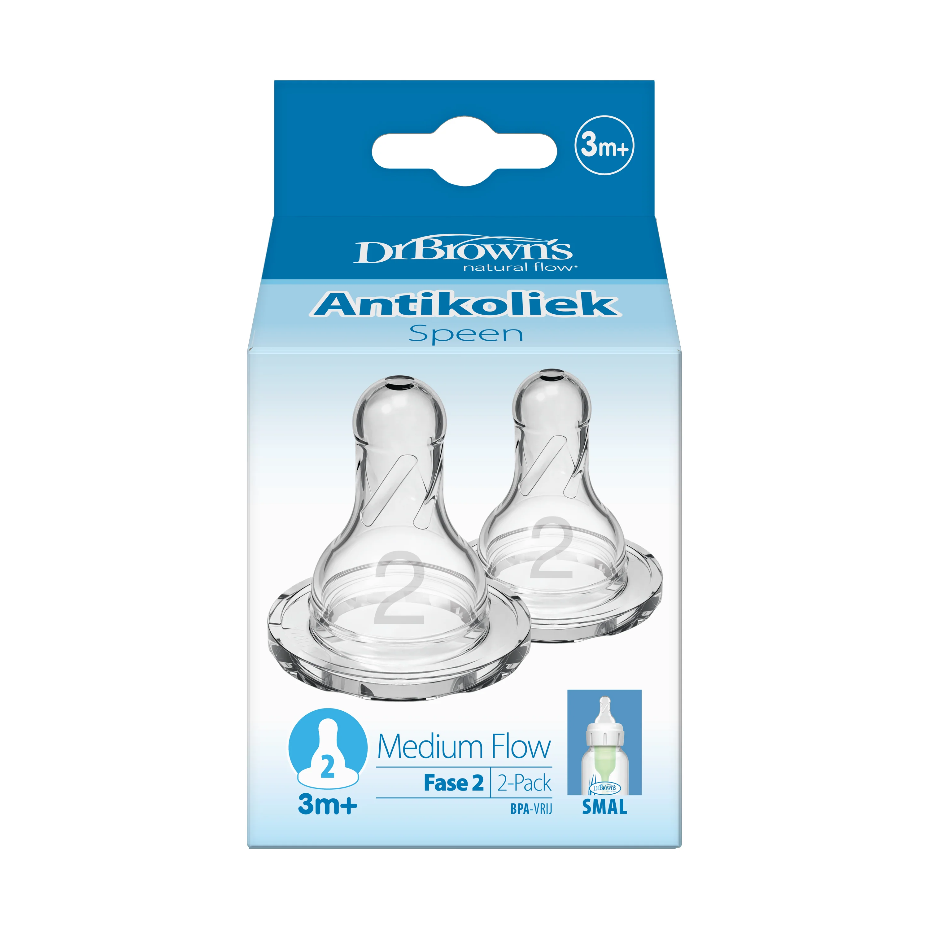 Dr. Brown’s Speen standaard hals fles fase 2 2.00 Stuks