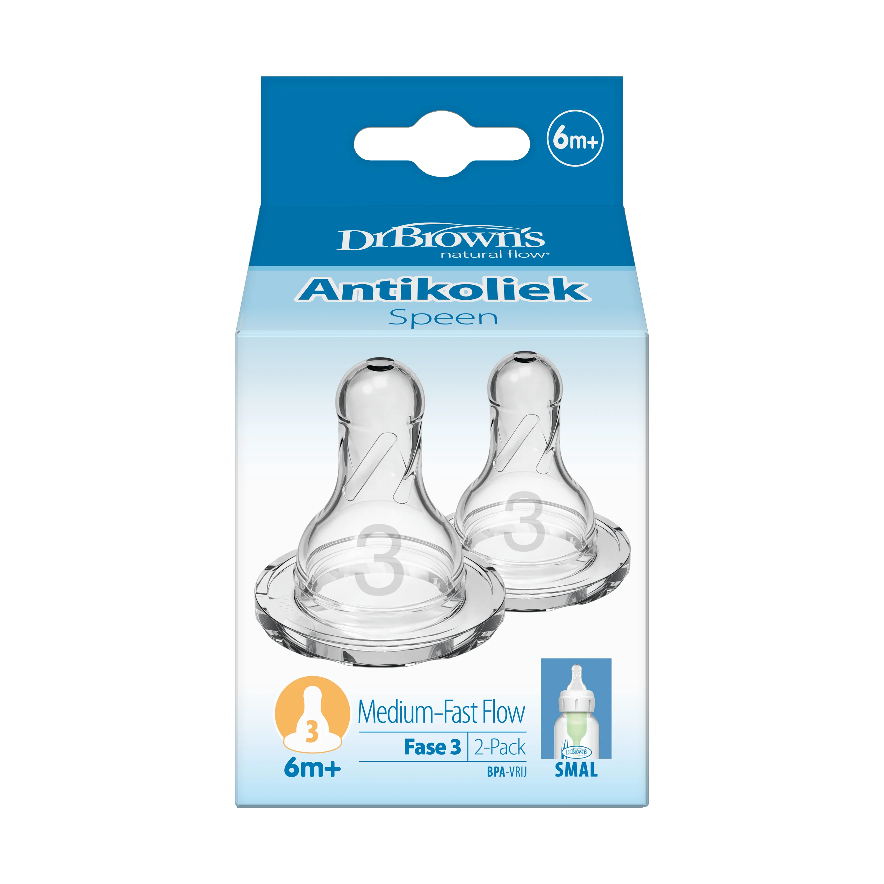 Dr. Brown’s Speen standaard hals fles fase 3 2.00 Stuks