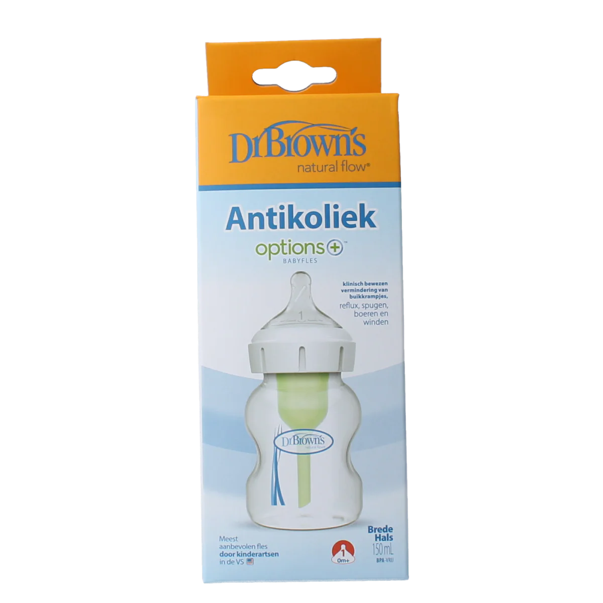 Dr. Brown’s Options+ brede halsfles 150ml 1.00 Stuks