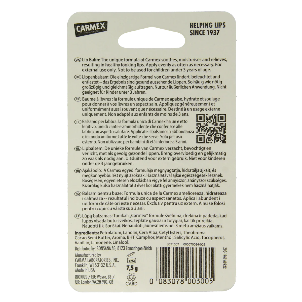 Carmex  Lip balm classic potje 7.50 Gram