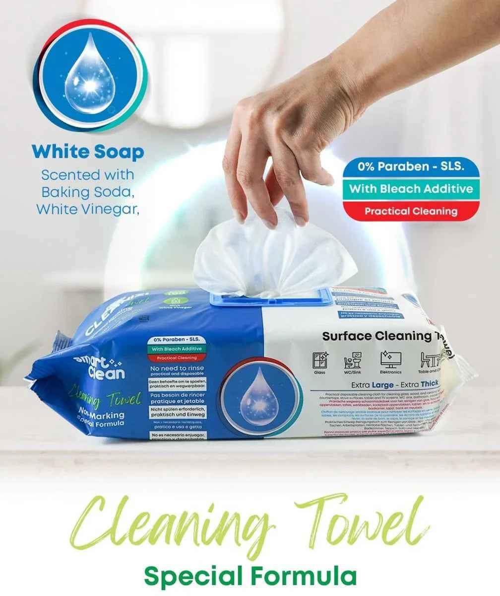 Cleanizi Schoonmaakdoekjes – 3 Pak x 100 Stuks – Extra Groot & Dik – Streeploos Schoon – Frisse Geur – 0% Parabenen – Met Bleekmiddel – Multifunctioneel