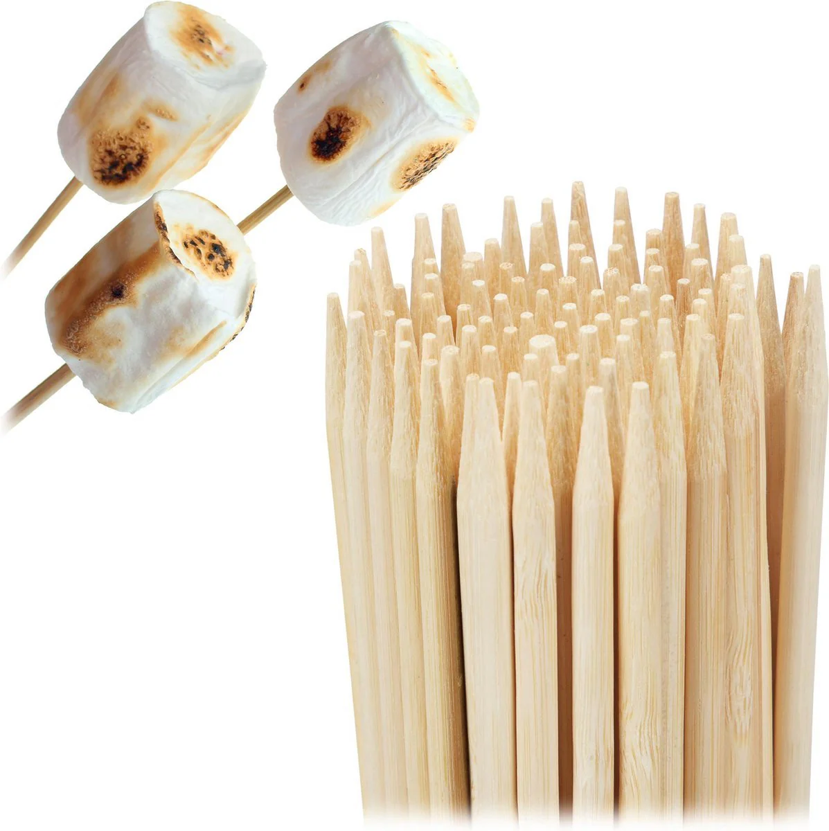 Kadirelli Bamboe Barbecue Skewers 20cm – Set van 100 Stuks – Satéprikkers – Voor Grillen van Cocktails, Fruit, Burgers en Marshmallows