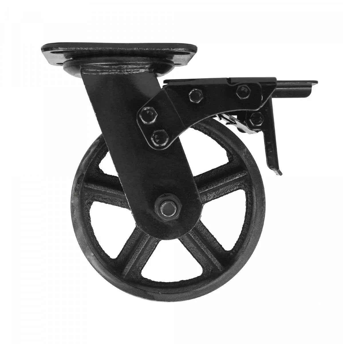 MacLean Zwenkwiel met Rem – Zwart – Gietijzer – Ø150mm – Draagvermogen 280KG