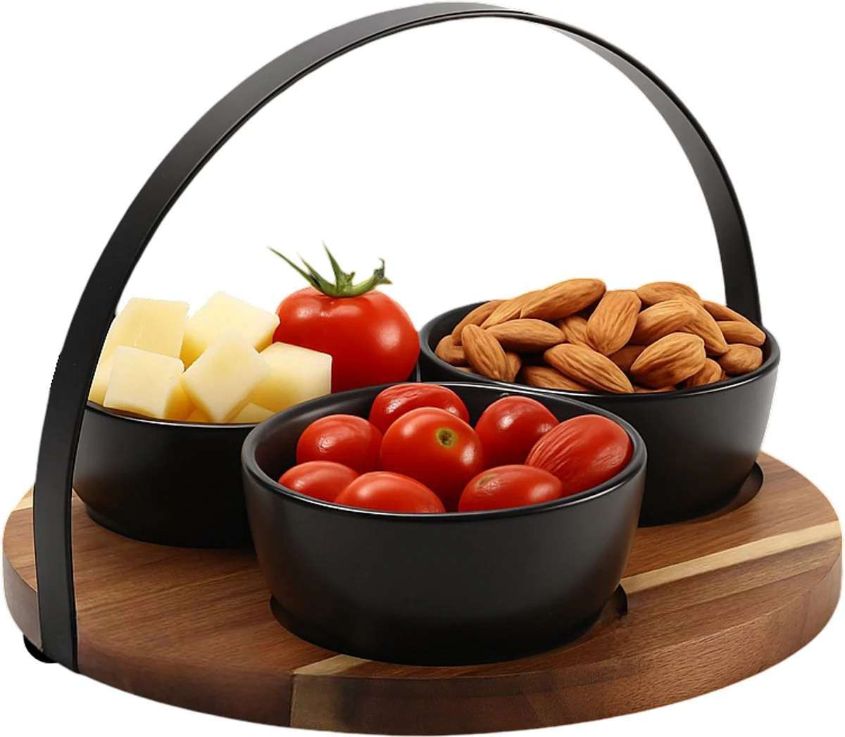 Cheffinger Snackschalen Set – 4-delig – Bamboe – Zwart – Serveerset