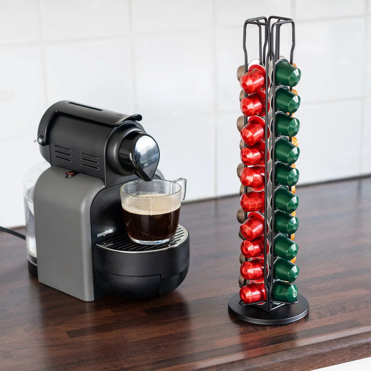 Cheffinger – Nespresso Capsulehouder – Cuphouder – Voor 40 cups – Koffiecups Houder – Zwart – 360° draaibaar
