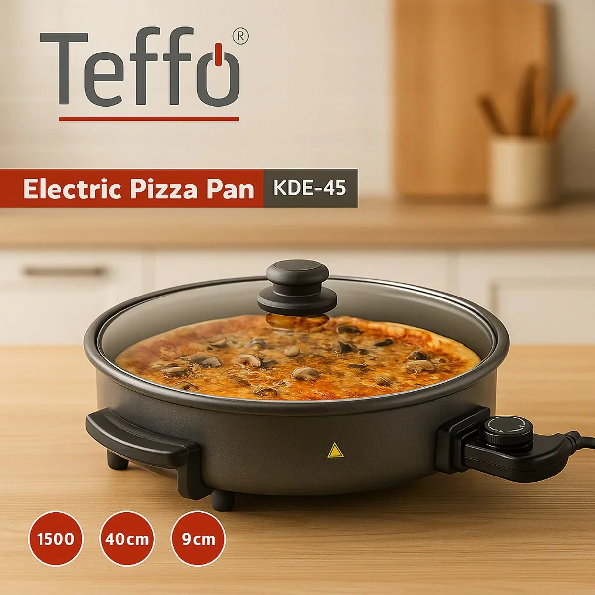 Teffo Elektrische Pizza Pan – 40cm/4cm – 1500W