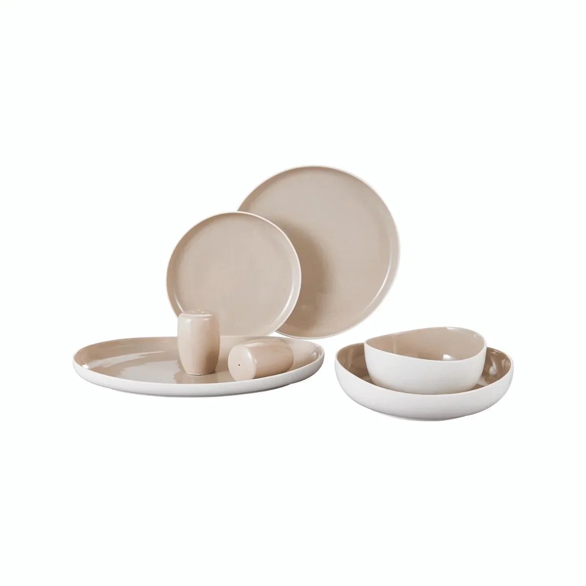 Bricard Colmar – Porseleinen Serviesset Set – Dinner Set  27-delig – 6 Persoons – Wit/Taupe