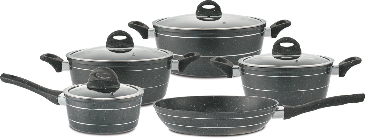Kadirelli Pannenset – 9-delig – Zwart – Inductie – PFAS-Vrij