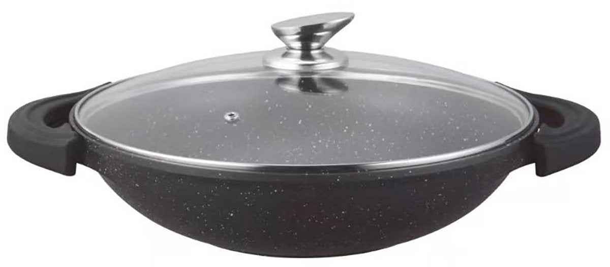 Kadirelli Wokpan met Deksel – 32cm – Zwart – Inductie