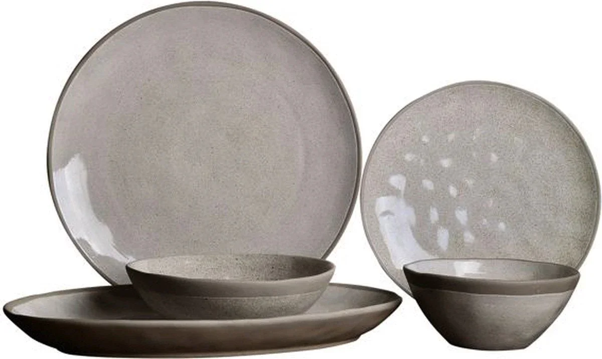 Bricard Albi – Porseleinen Serviesset Set – Dinner Set – 25-delig – 6 Persoons – Lichtgrijs