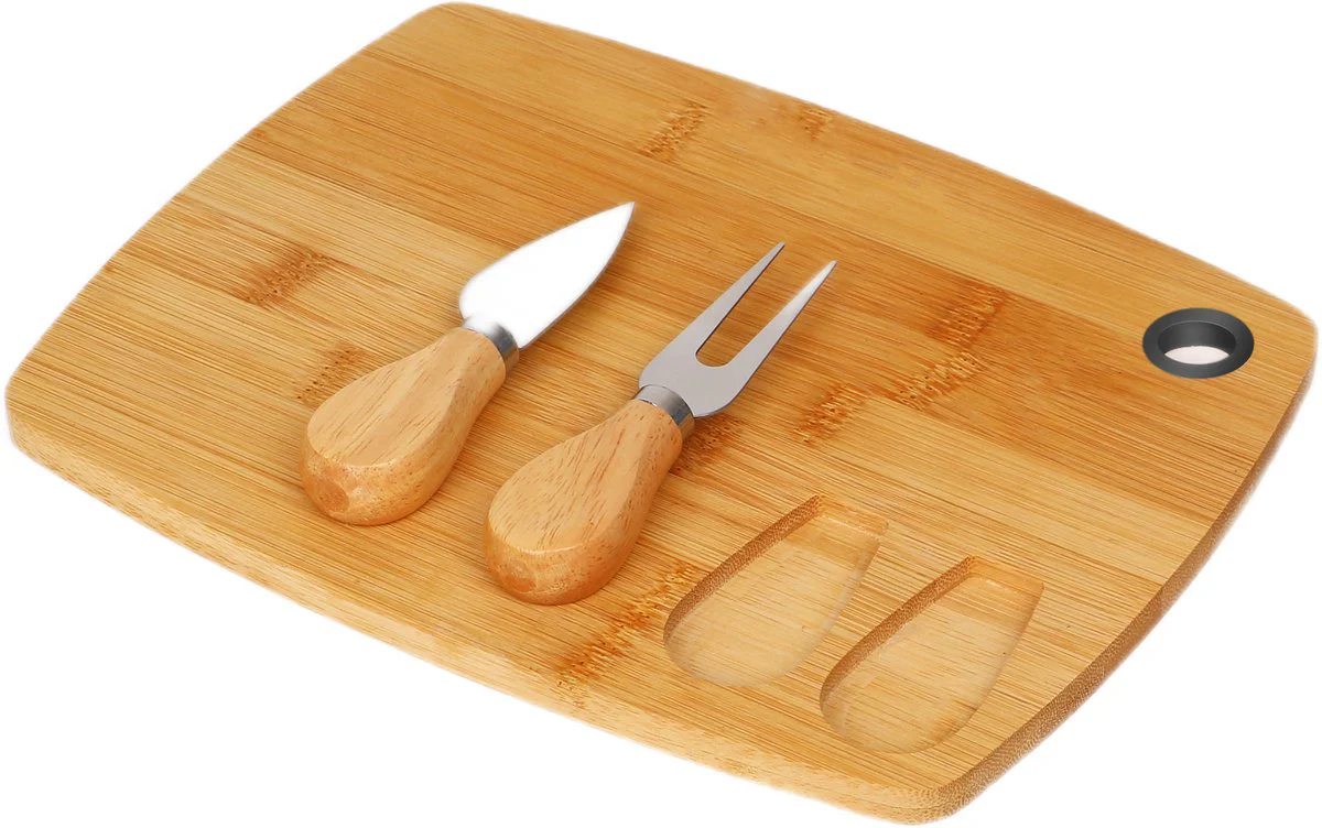 Cheffinger Kaasplank met 2 Kaasmessen – Bamboe – Kaasplankje – Serveerplank