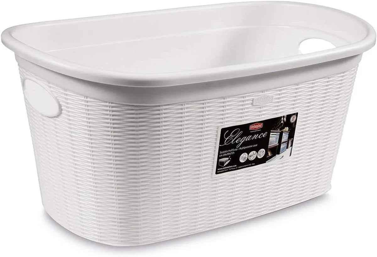 Stefanplast Elegance Wasmand – Wit – Kunststof – 38x58x28cm