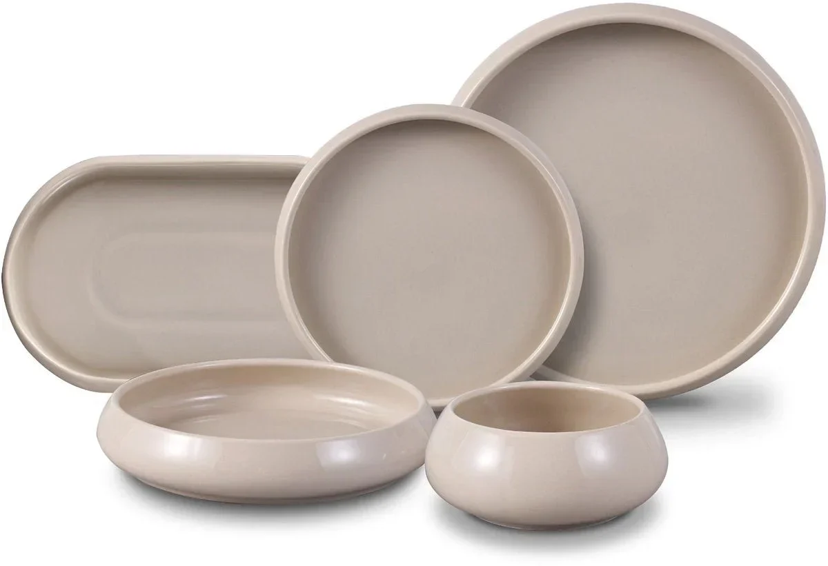Bricard Bondy – Porseleinen Serviesset Set – Dinner Set – 25-delig – 6-Persoons – Taupe