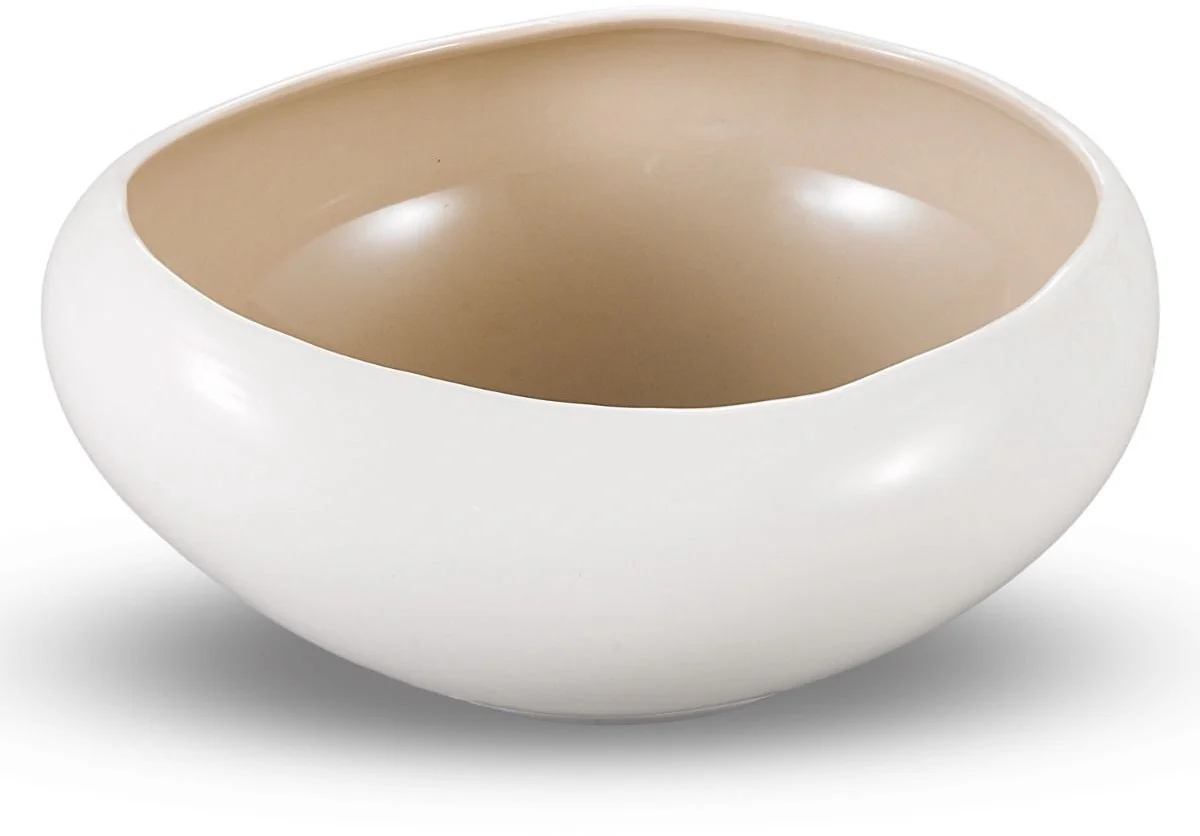 Bricard Barles Schaal – Wit/Taupe – Ø23×20,3×10,3cm