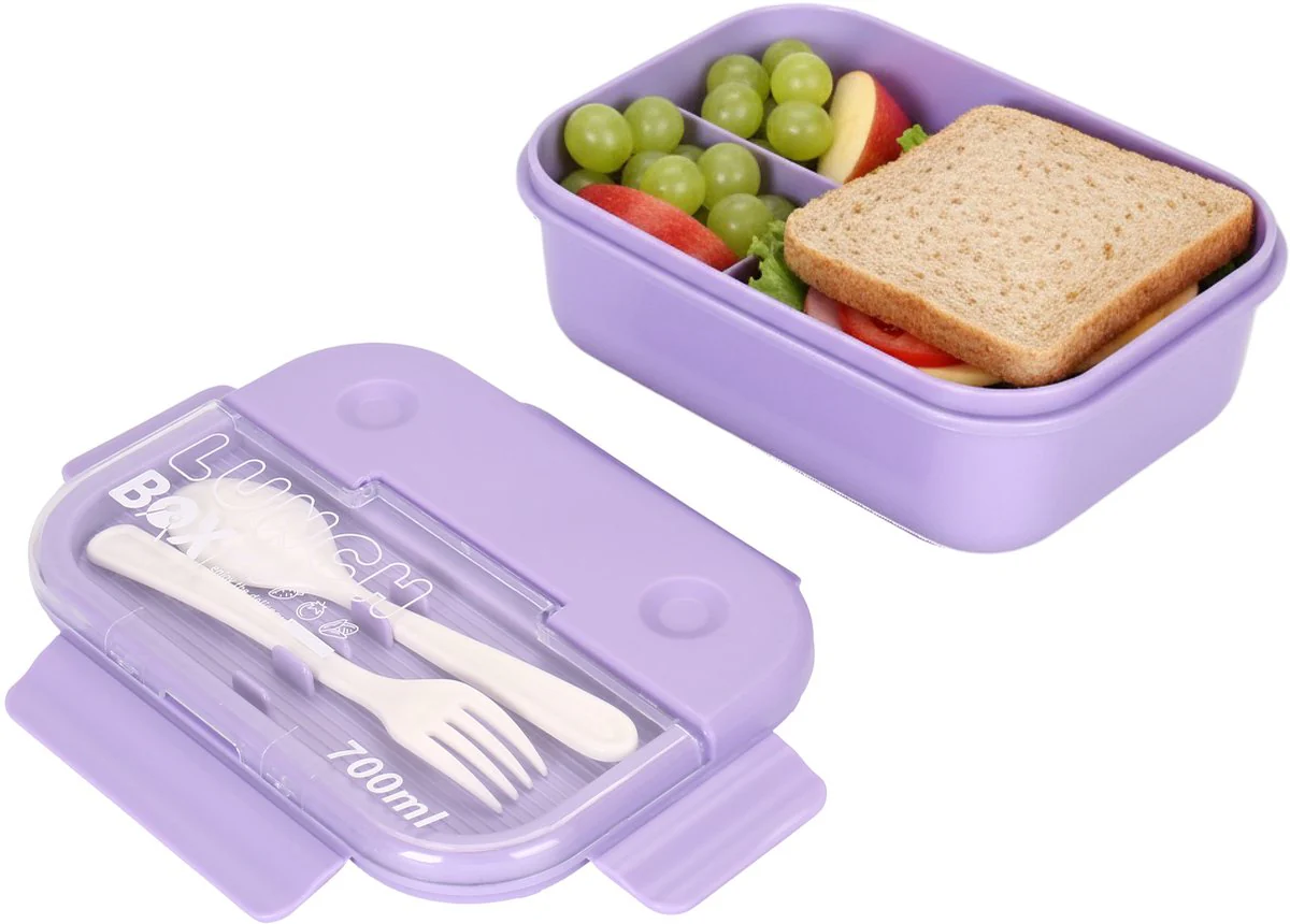 Cheffinger Lunchbox met Bestek – Paars – Bentobox – Multifunctioneel Voor Werk en School – Meal Prep