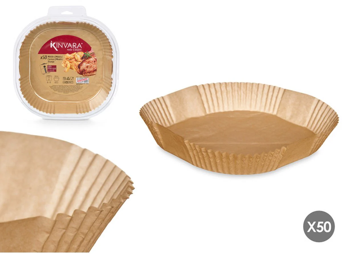 Kinvara Airfryer Bakpapier – Vierkant – 24x24x5cm – 50 Stuks – Bakpapier Aifryer – Luchtfriteuse