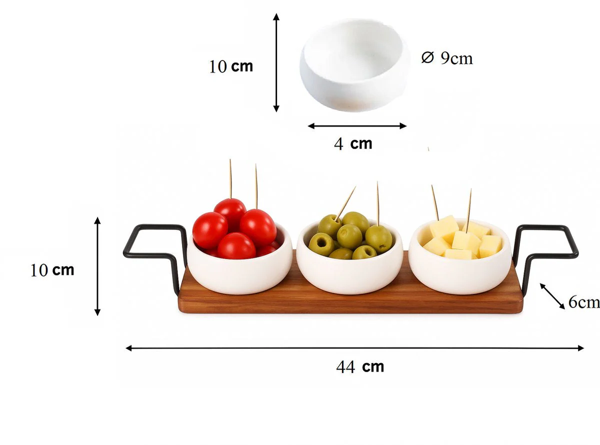 Cheffinger Snackschalen Set – 4-delig – Bamboe – Zwart