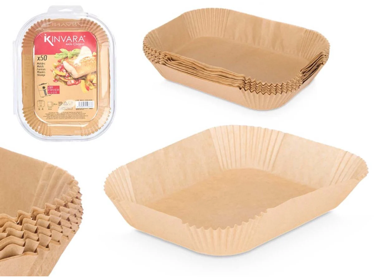 Kinvara Airfryer Bakpapier – Rechthoek – 26×18,5x4cm – 50 Stuks – Bakpapier Aifryer – Airfryer XL en XXL