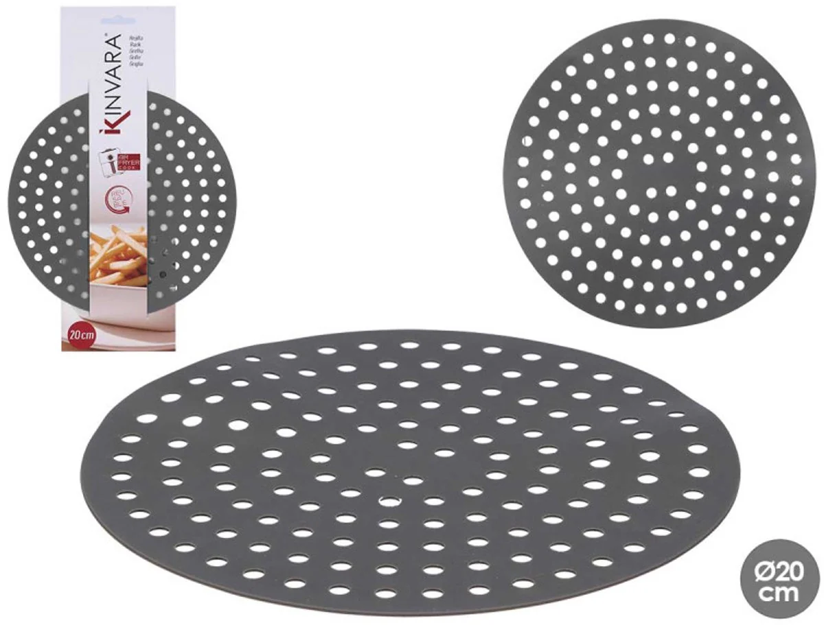 Kinvara Airfryer Bak Mat – Rond – 20cm – Set van 2 – Siliconen – Bakpapier Aifryer – Herbruikbaar – Anti Aanbakmat – Luchtfriteuse