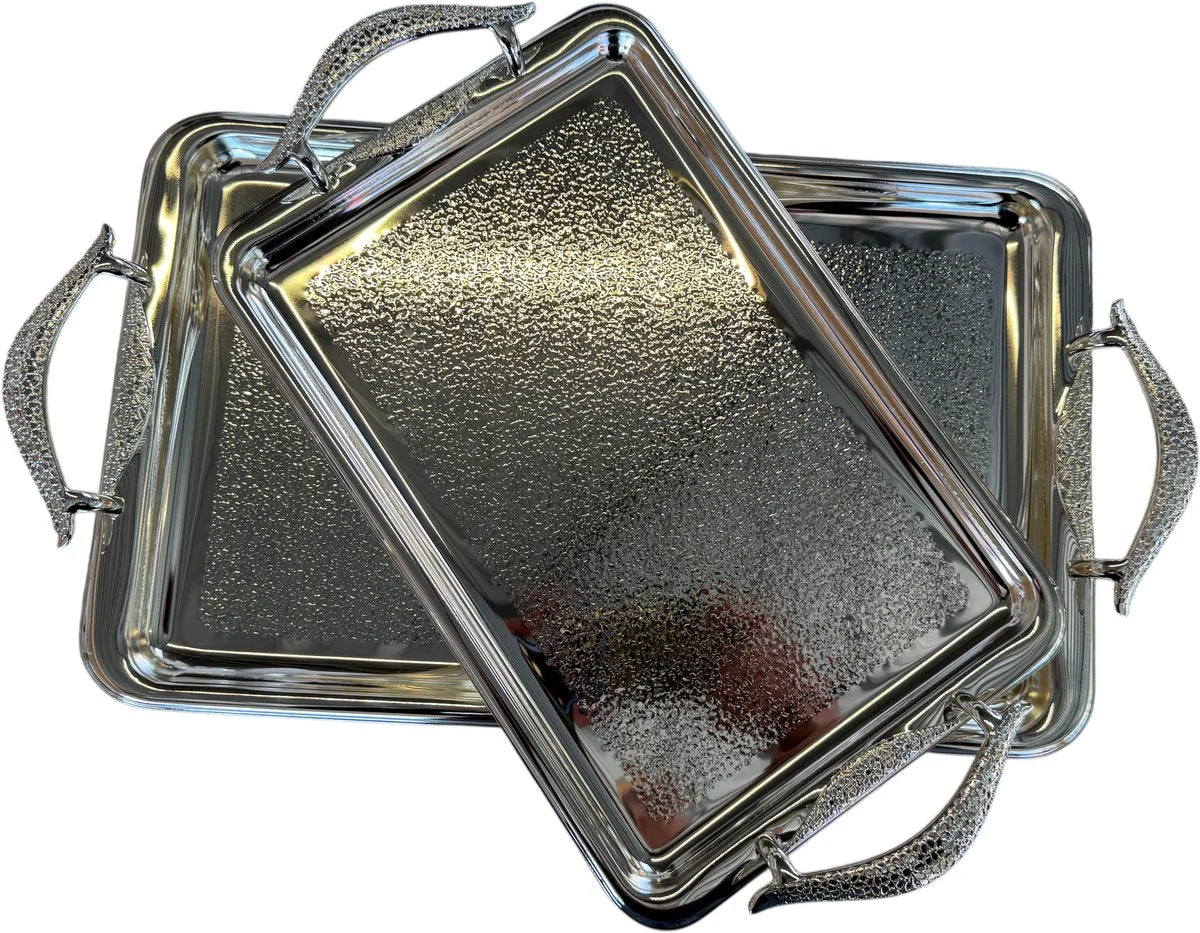 Kadirelli Dienblad – Zilver – Set van 2 – Serveerschaal – Tepsi