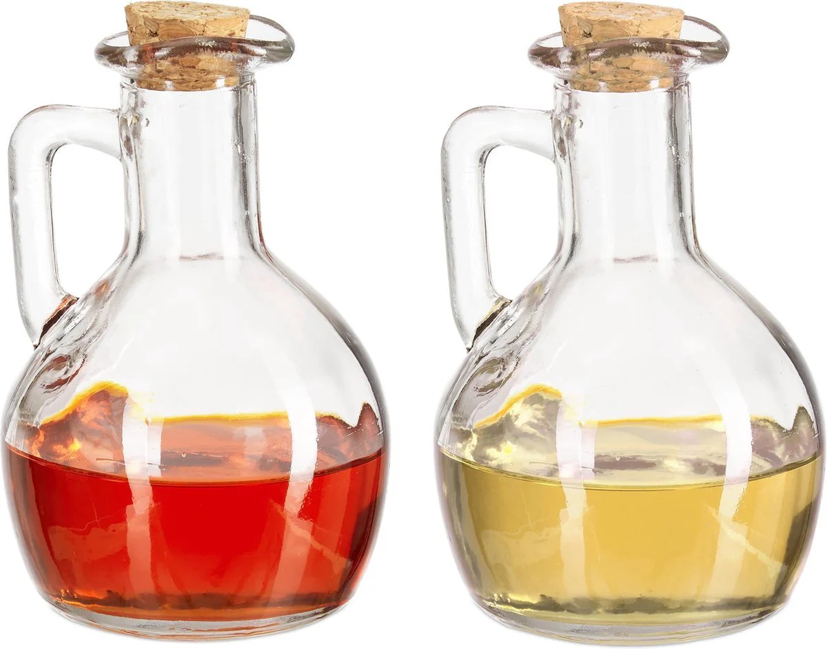 Hauskraft Olie- en Azijnfles Set – Set van 6 – Glas met Kurk – 500ml – Oliefles