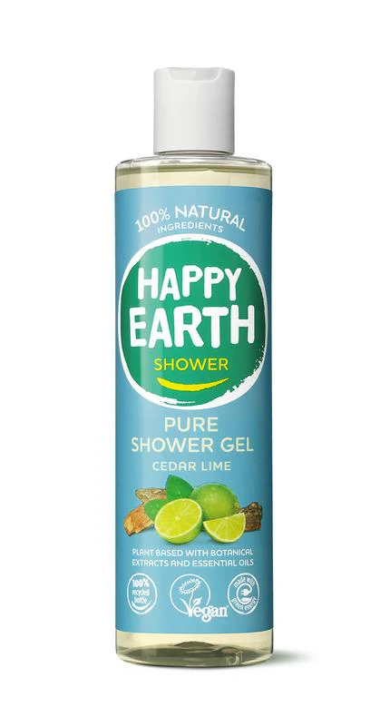 Happy Earth Pure showergel cedar lime 300.00 Milliliter