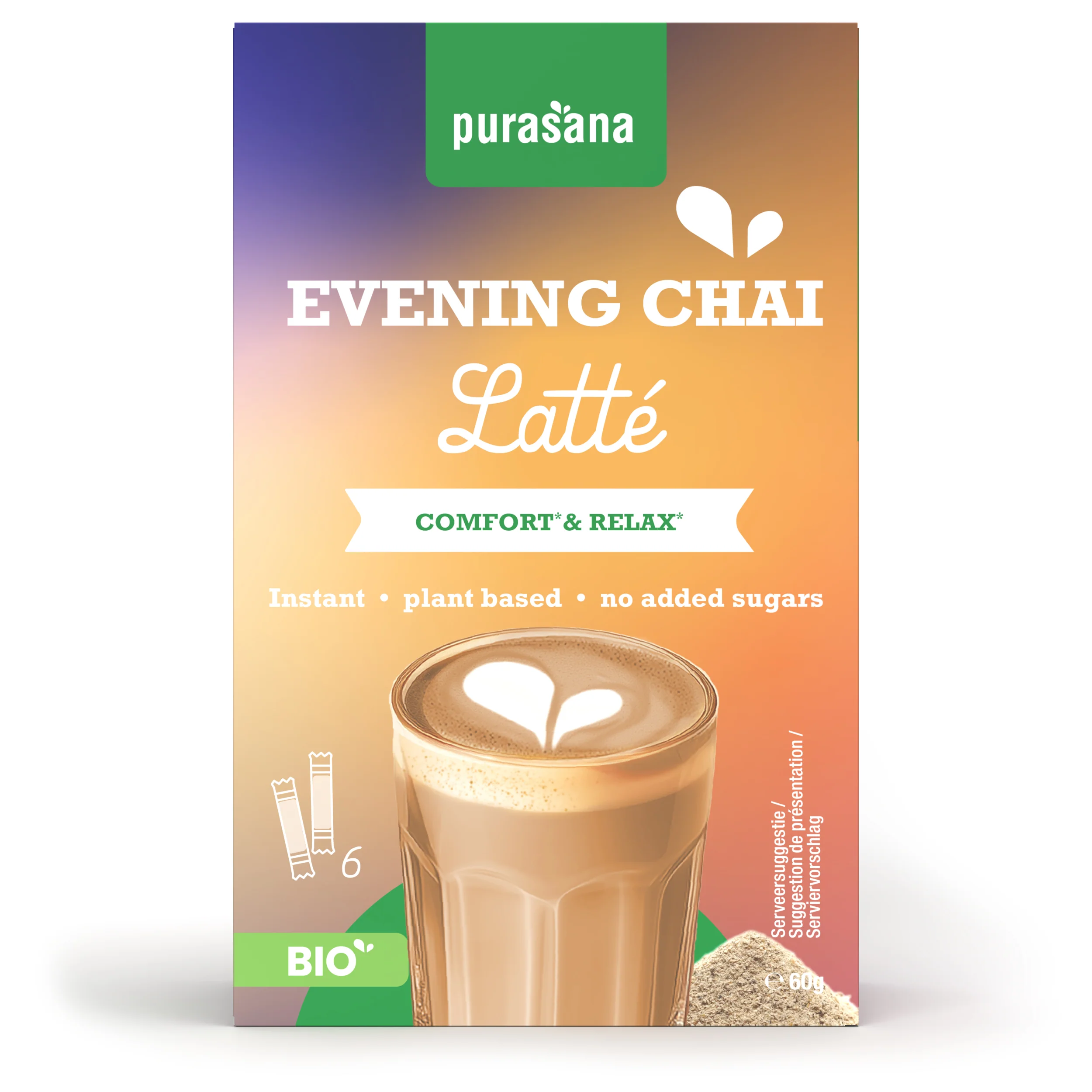 Purasana Instant evening chai latte 6x10g bio 60.00 Gram