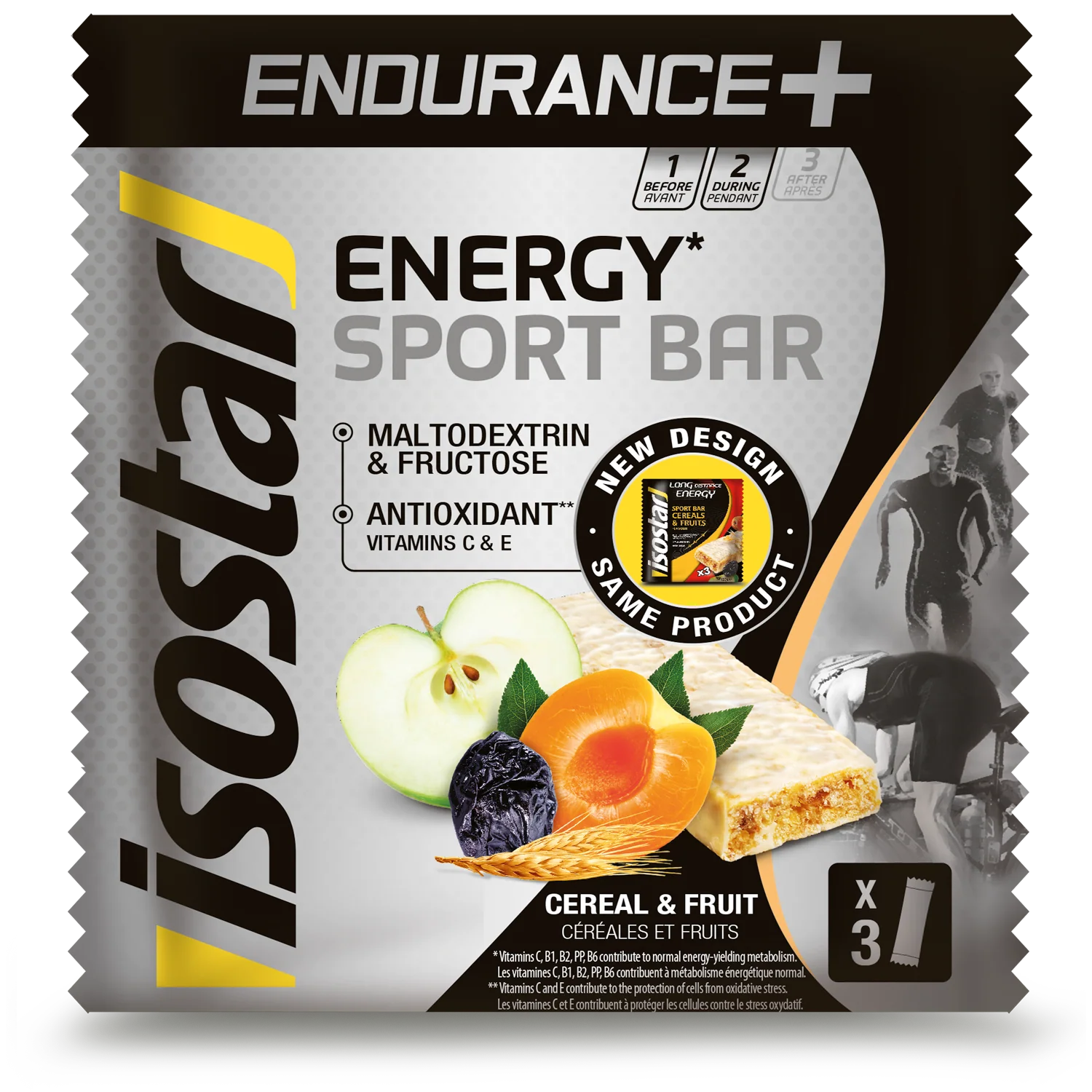 Isostar Endurance+ energy sport bar cereal & fruit 3 pack 120 Gram