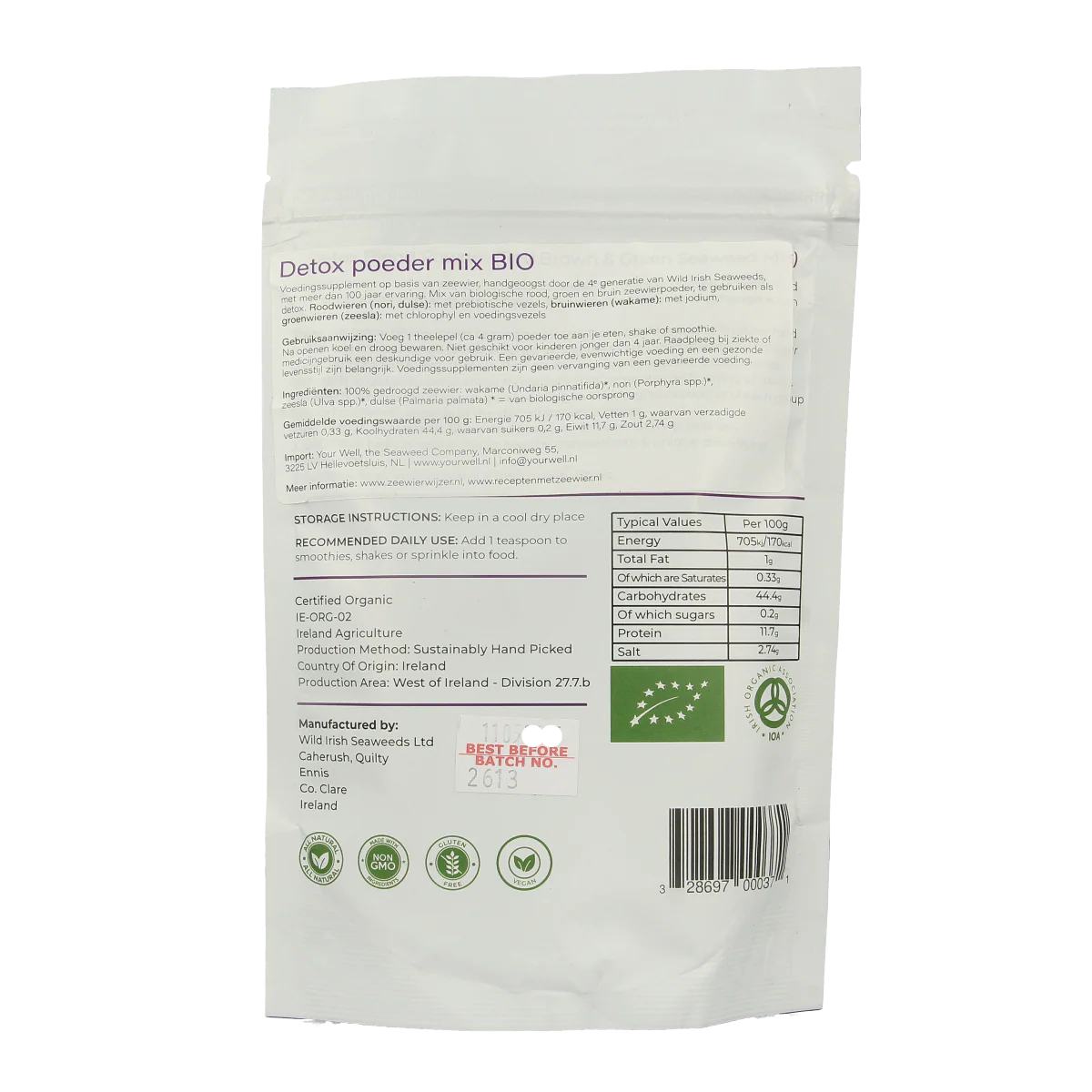 Wild Irish  Detox zeewier poeder mix bio 225.00 Gram