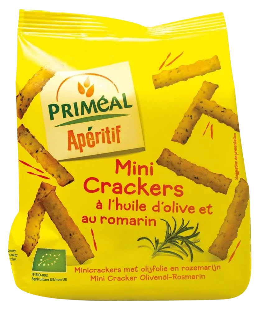 Primeal Aperitive mini crackers olijf rozemarijn bio 100.00 Gram