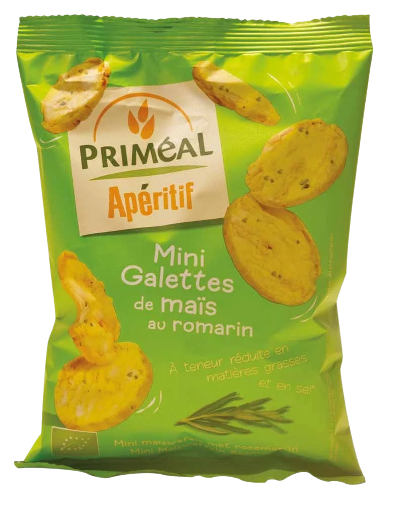 Primeal Aperitive mini maiscrackers olijf rozemarijn bio 50.00 Gram