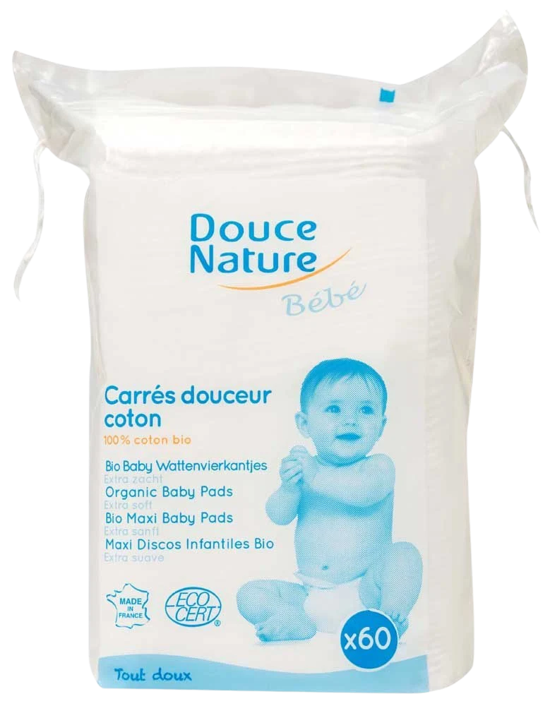 Douce Nature Baby wattenvierkantjes bio 60.00 Stuks