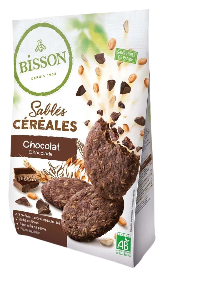 Bisson Zandkoekjes chocolade & granen bio 200.00 Gram