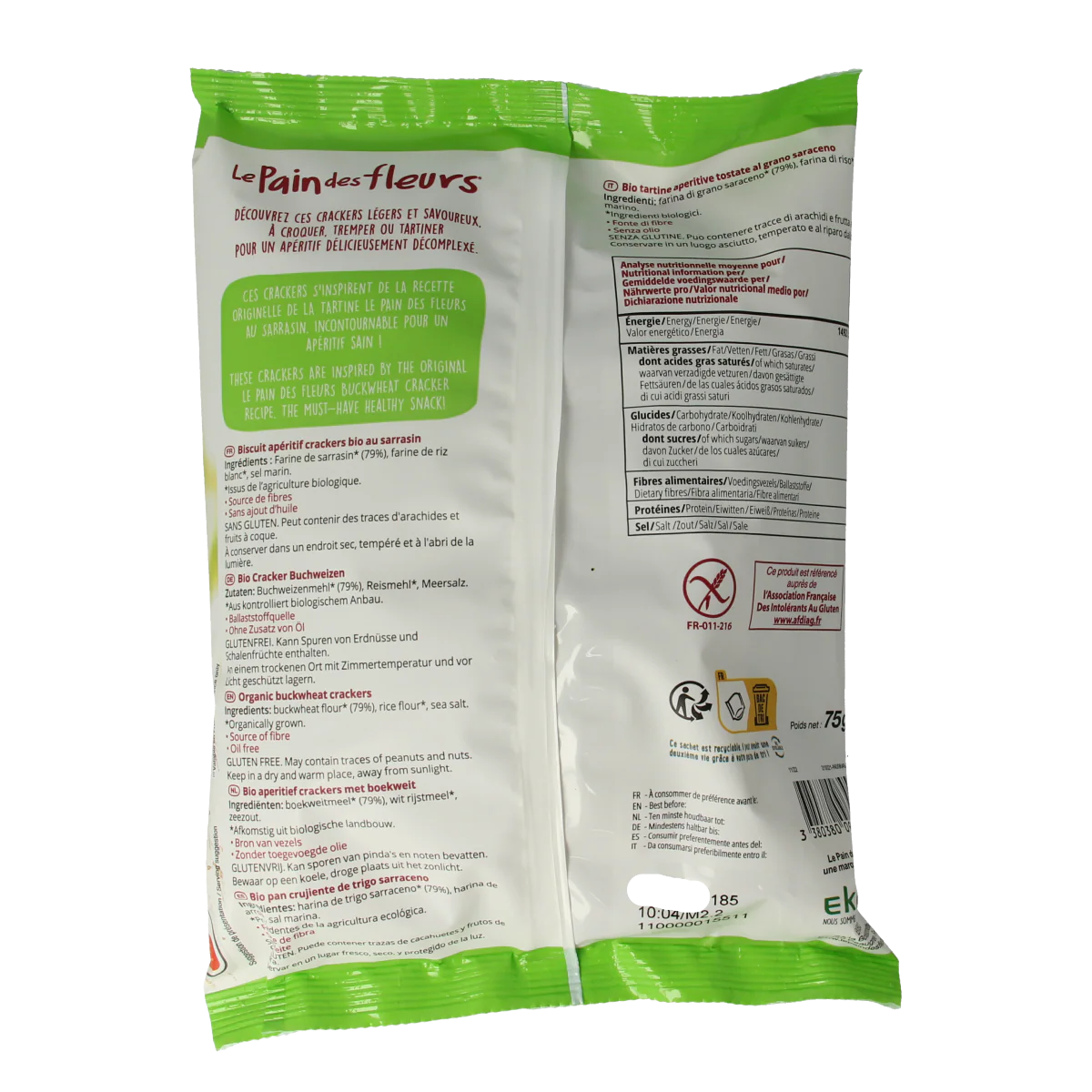 Pain Des Fleurs Salty snack boekweit bio 75 Gram
