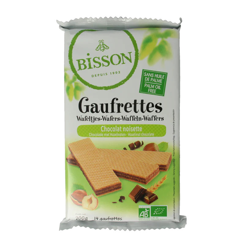 Bisson Wafels choco hazelnoot bio 200.00 Gram