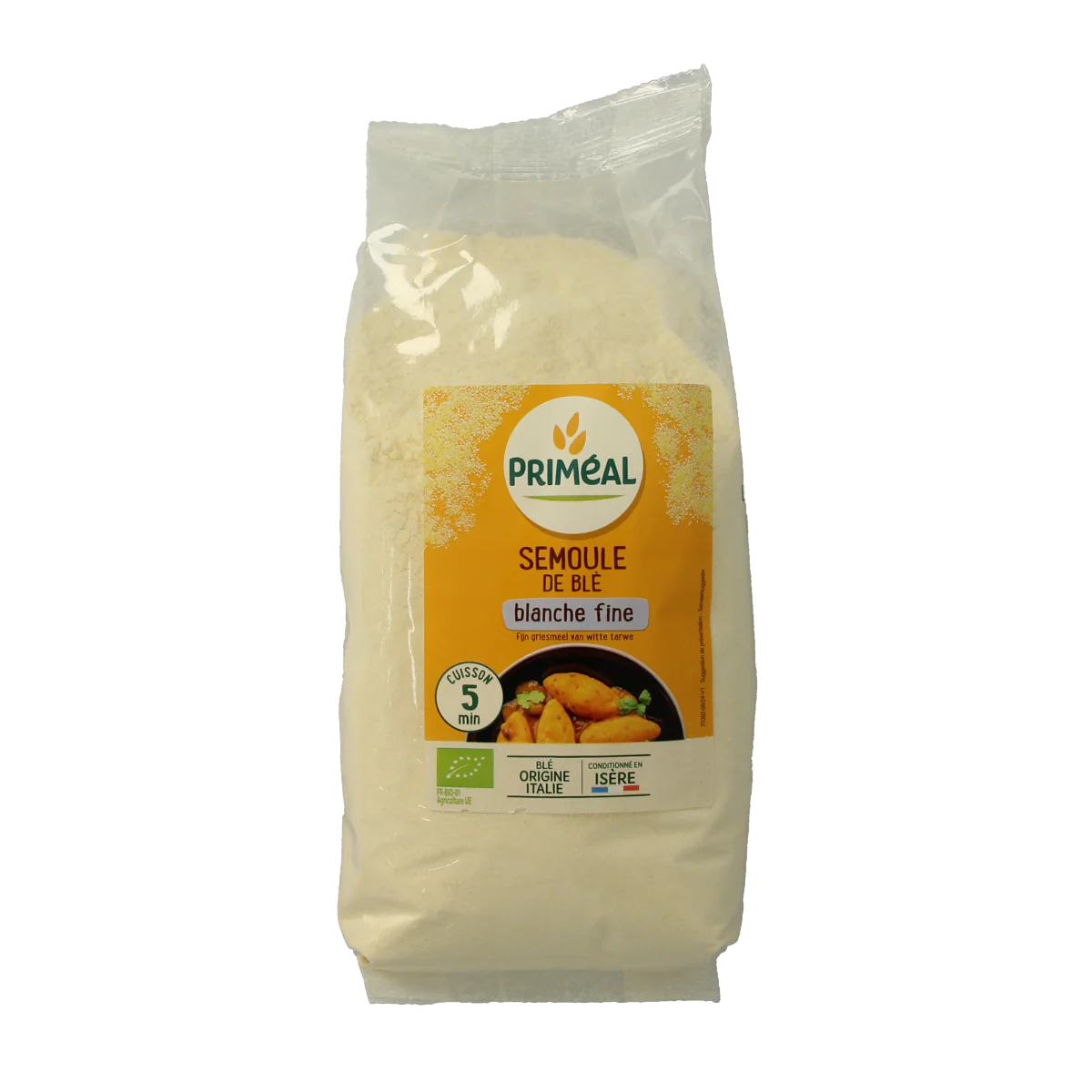Primeal Griesmeel witte tarwe fijn bio 500.00 Gram
