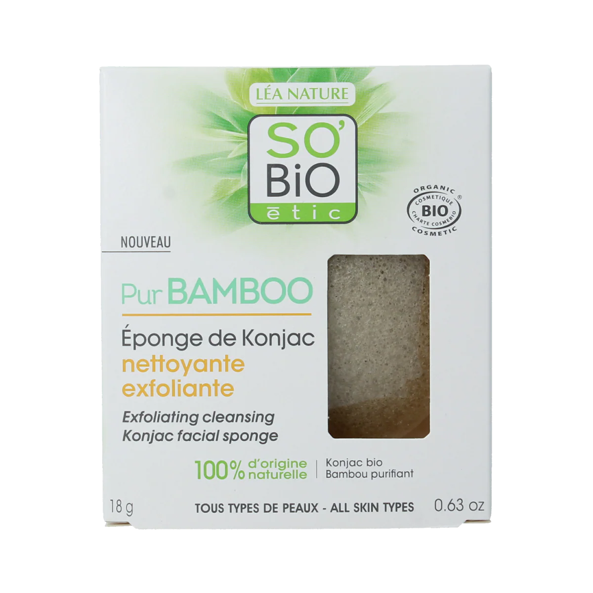 So Bio Etic Bamboo konjac sponge 1.00 Stuks