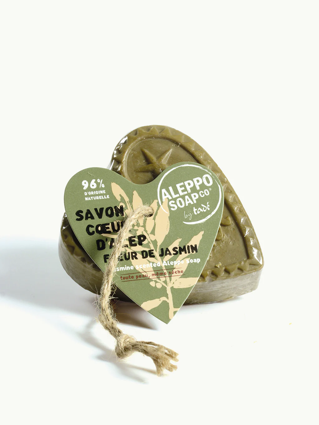 Aleppo Soap Co Savon d’Alep hart fleur de jasmin met touw 150.00 Gram