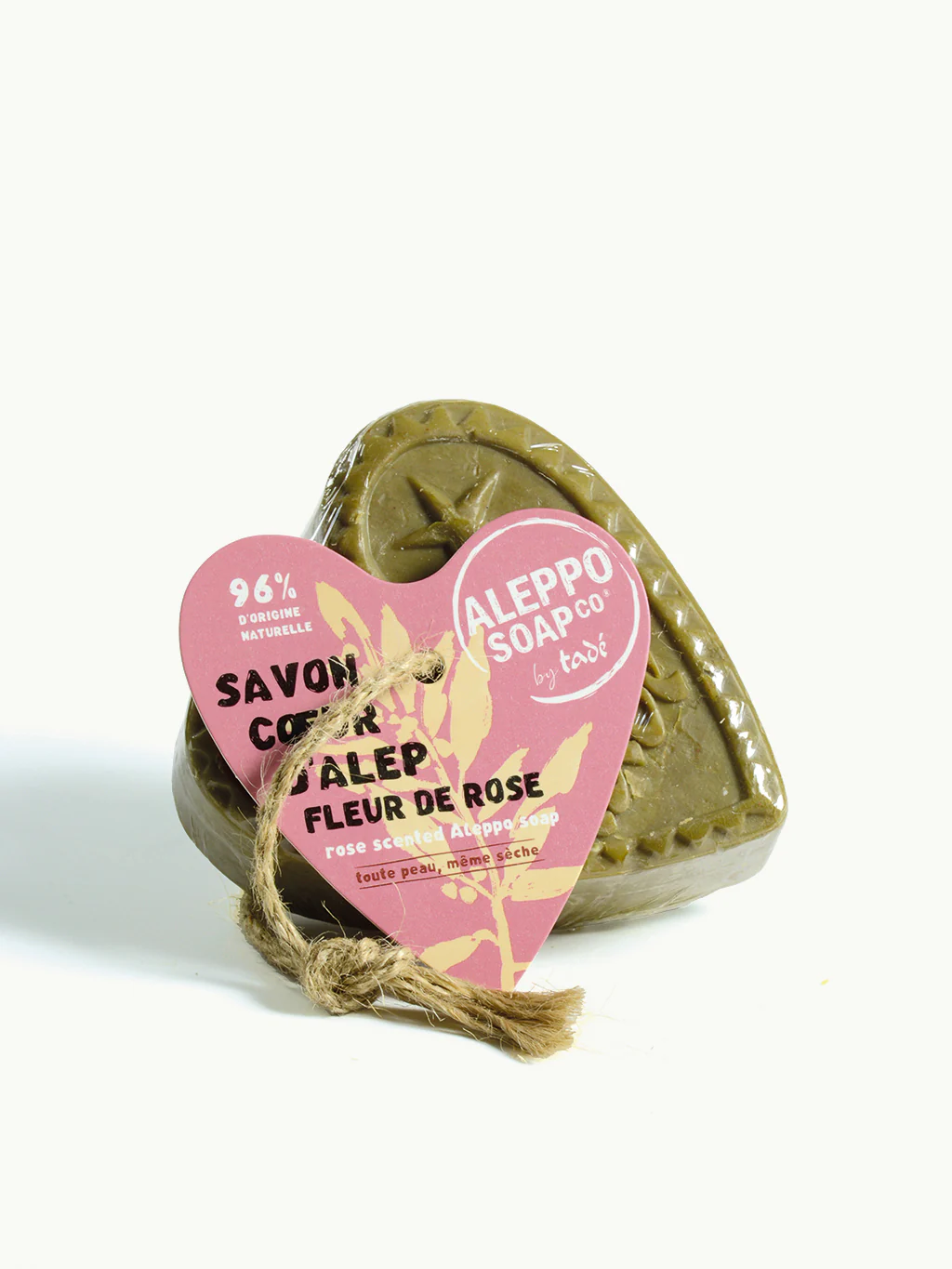 Aleppo Soap Co Savon d’Alep hart fleur de rose met touw 150.00 Gram