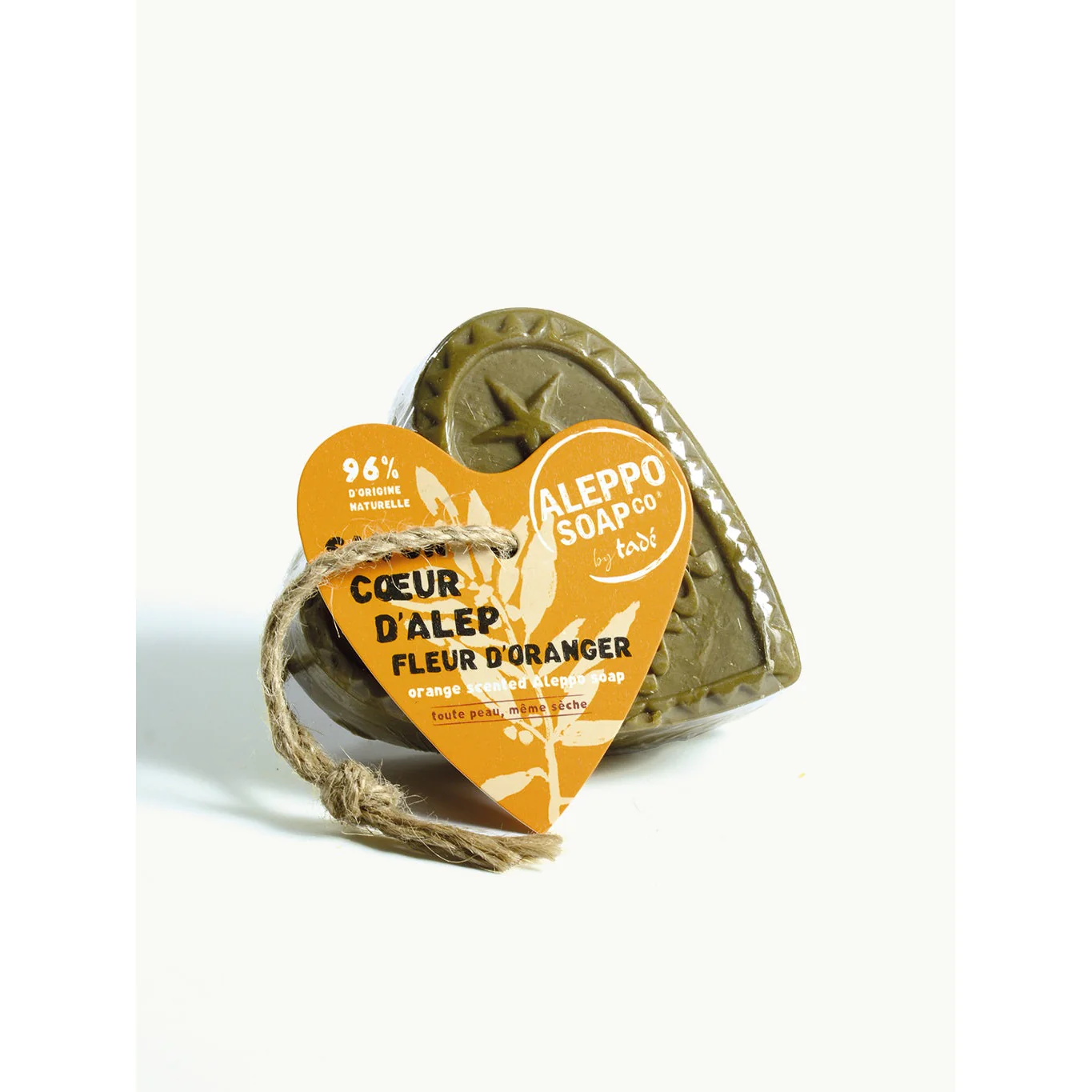 Aleppo Soap Co Savon d’Alep hart fleur de oranger met touw 150 Gram