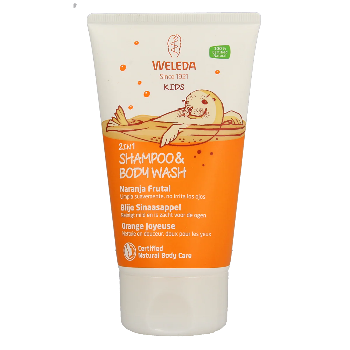 Weleda Kids 2-in-1 shampoo & bodywash blije sinaasappel 150.00 Milliliter