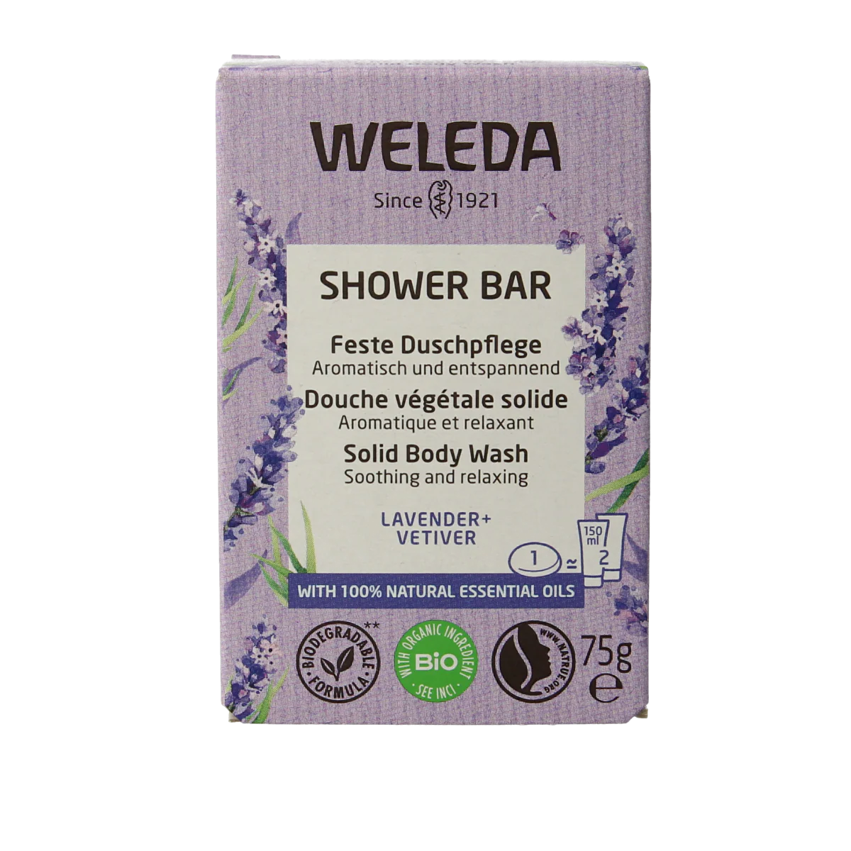 Weleda Shower bar lavender + vetiver 75.00 Gram