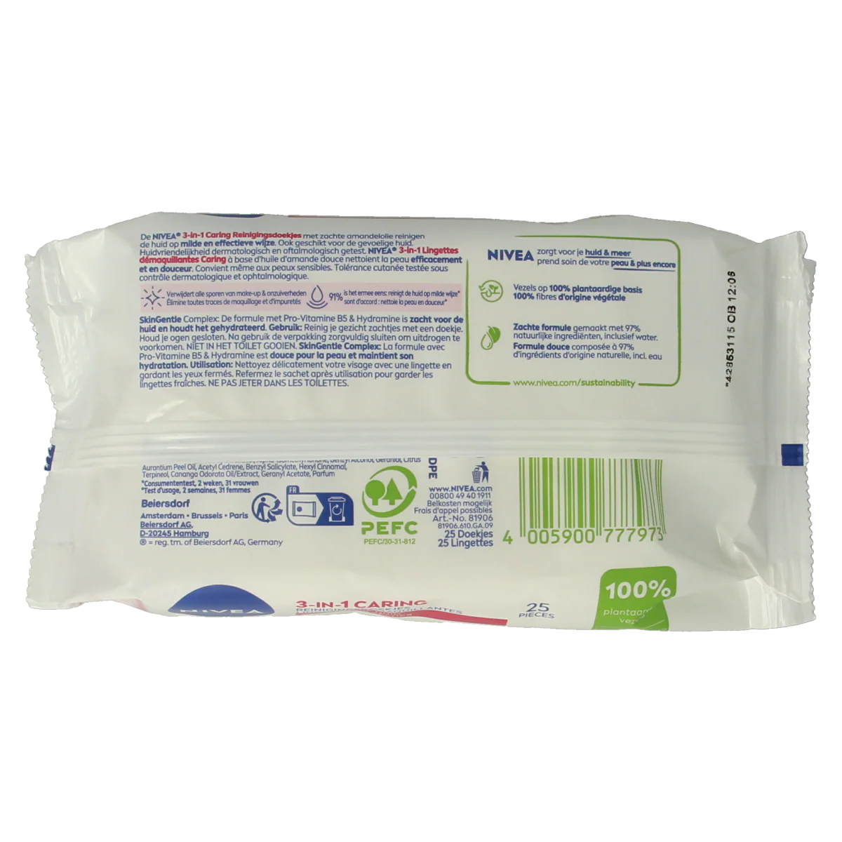 Nivea Verzachtende doekjes droge/gevoelige huid 25.00 Stuks