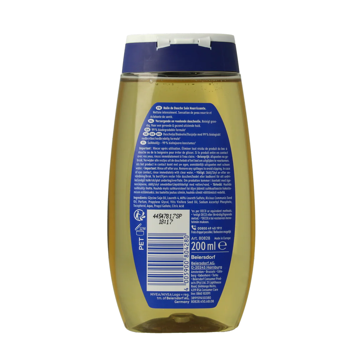Nivea Natural douche olie verzorgend 200.00 Milliliter