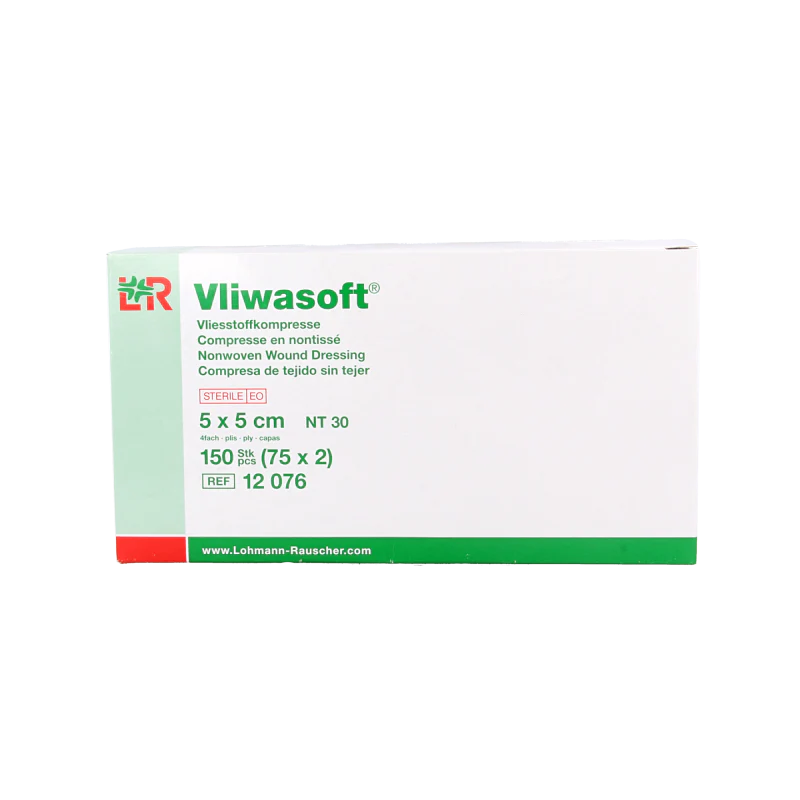 Vliwasoft Vlieskompres 5 x 5cm 4-laags 75 x 2 stuks 150 Stuks
