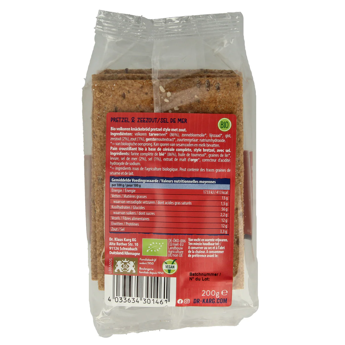 Dr. Karg’s Crackers pretzel zeezout bio 200.00 Gram
