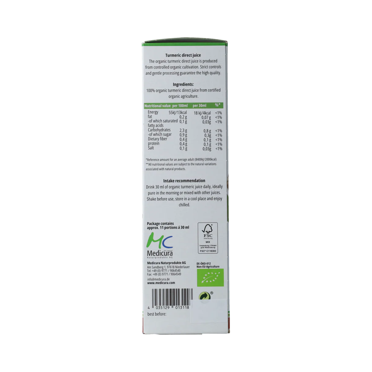 Medicura Curcuma 100% sap Bio 330.00 Milliliter