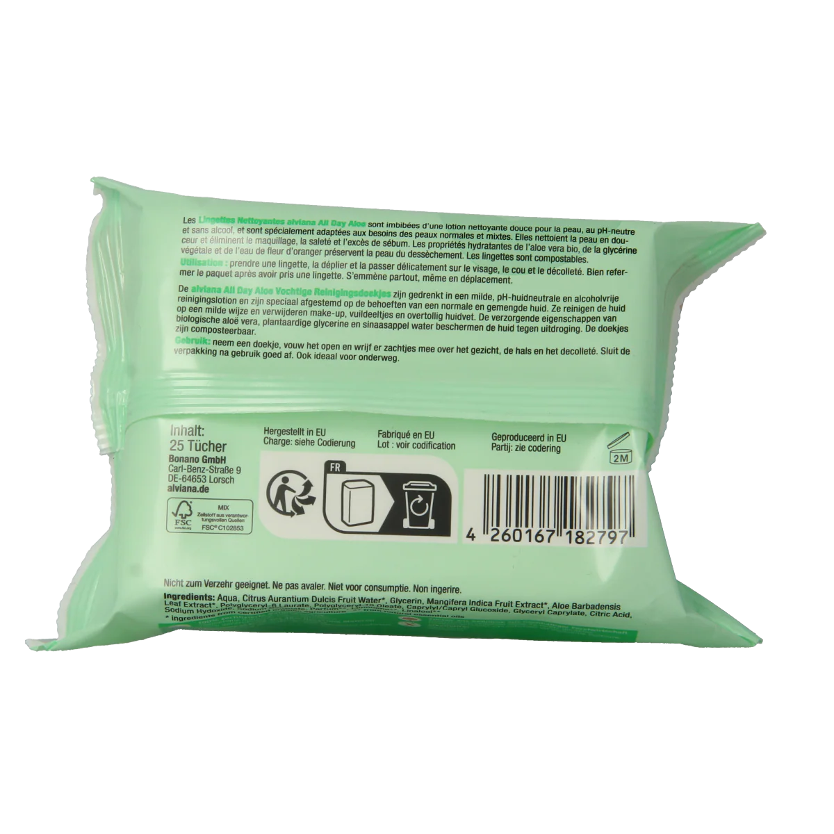 Alviana Reinigingsdoekjes vochtig aloe vera  25.00 Stuks