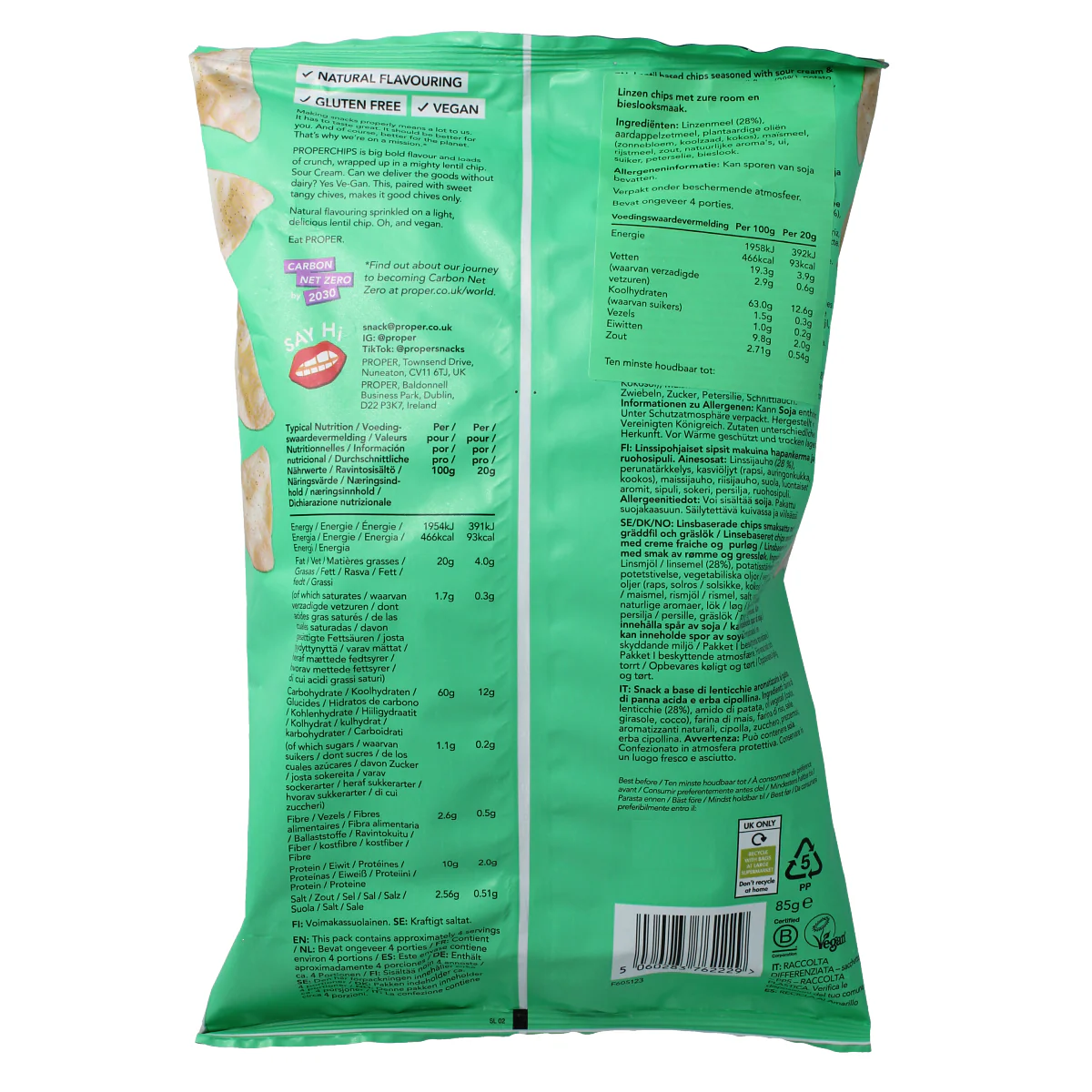 Proper Chips Chips sour cream & chive flavour 85.00 Gram